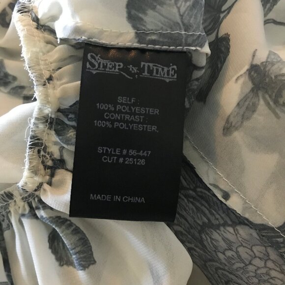 Lip Service Mecanique Menagerie Gothic Victorian Ivory & Green Chiffon Blouse M - Picture 10 of 11